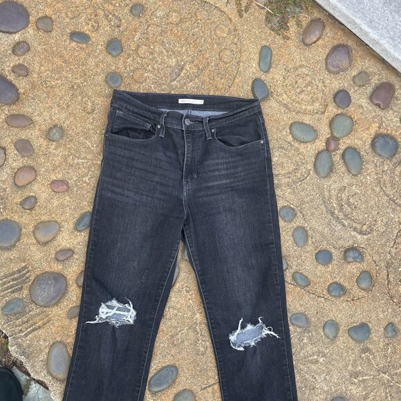 724 High Rise Slim Straight Crop Ripped Women's Jeans - Picture 2 of 7